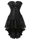 Grebrafan Gothic Plus Size Diamond Corset Party with Fluffy Pleated Layered Tutu Skirt - Black