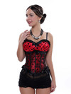 Bustier Corset Femme Top To Wear Out Vintage Polka Dots Gorset Strap Padded Cup Plus Size Corsetto Carnival Party Clubwear - Red