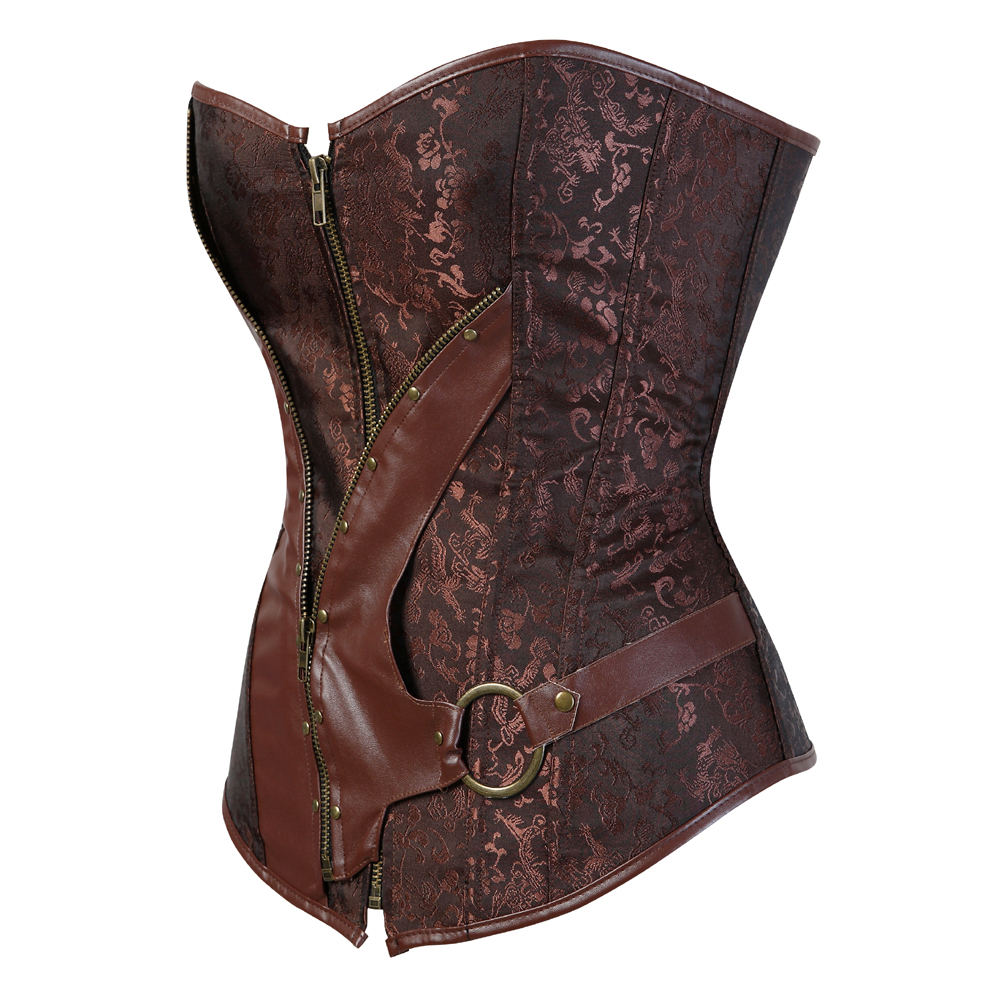 Grebrafan Sexy Corsets For Women Plus Size Zip Steampunk Pirate Bustier Leather Corset Chinacorset 0958
