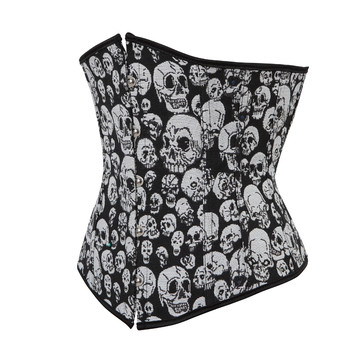Grebrafan Gothic Bustier Punk Skull Boned Corsets Top Underbust Steampunk